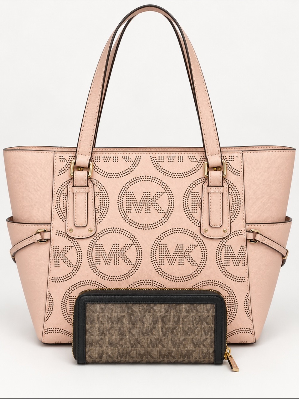Michael Kors Pale Pink Perforated MK Logo Tote